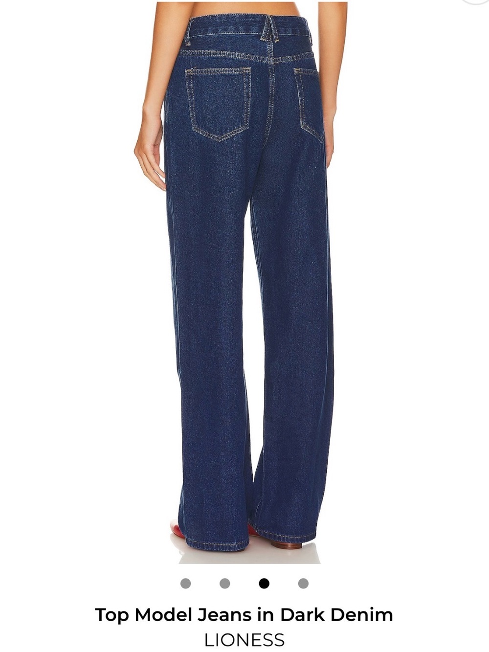 Lioness Dark Denim Wide Leg Jeans - Deep Blue - Picture 2 of 2